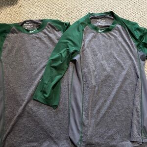 Nike Gray and Green Performance Shirts